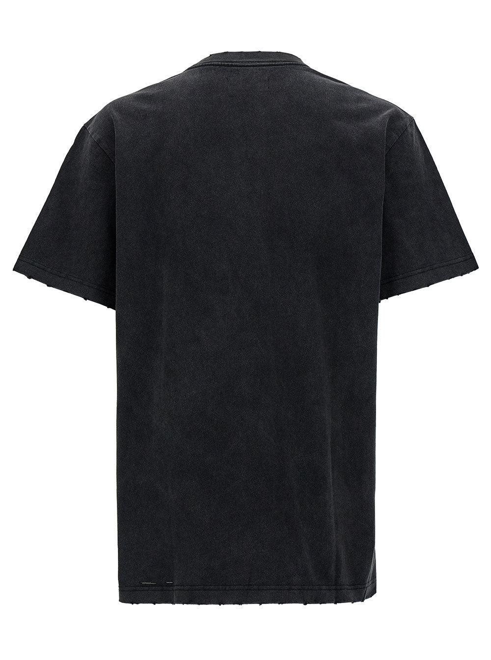 Black T-Shirt With Logo Print At The Front Jersey Man 100 % Cotton Tshirts And Polo Shirts