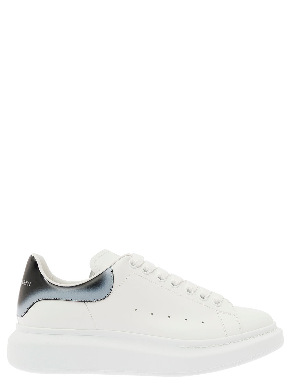 White Low Top Sneakers With Oversized Platform Leather Man Calf