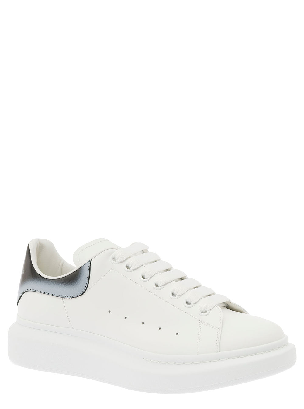 White Low Top Sneakers With Oversized Platform Leather Man Calf