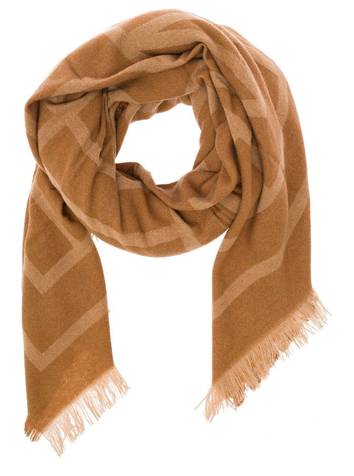 Beige Scarf With Monogram Print Wool And Cashmere Woman Scarfs Foulards
