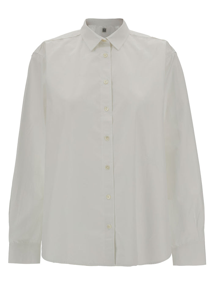 Signature Shirt White Cottone Man Organic Cotton And Blouses