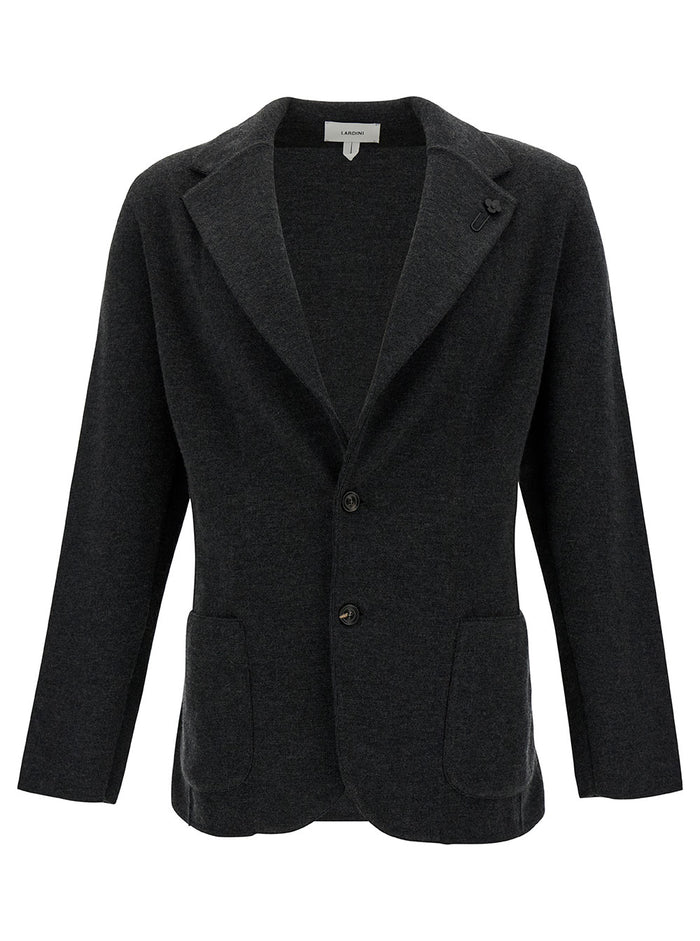 Grey Jacket With Notched Revers Wool Man Blazers