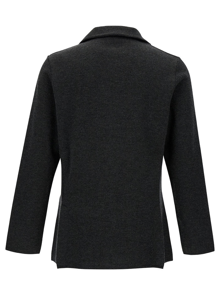 Grey Jacket With Notched Revers Wool Man Blazers