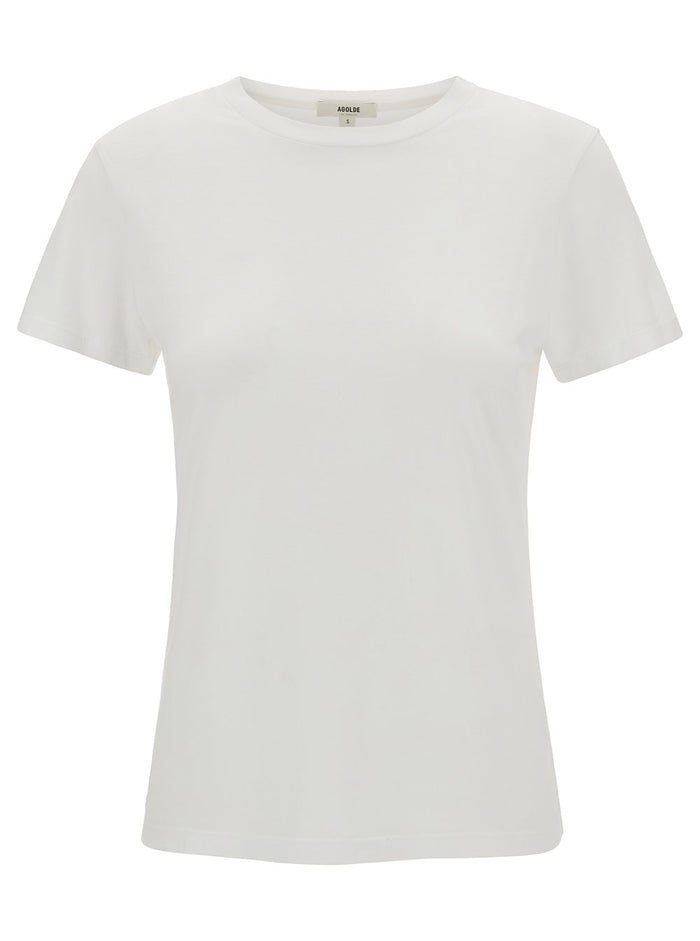 Annise White Crewneck T-Shirt Cotton And Micro Modal Woman Supima Tshirts Polo Shirts