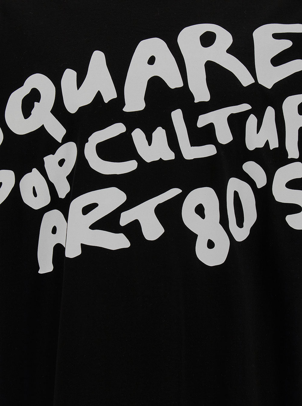 Black Crewneck T-Shirt With 80s Contrasting Logo Print Cotton Man Tshirts And Polo Shirts