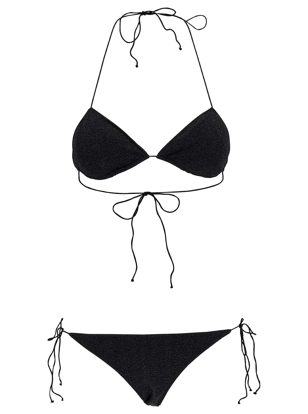 Lumière Black Bikini With Adjustable Straps Polyamide Blend Woman Metallic Beachwear