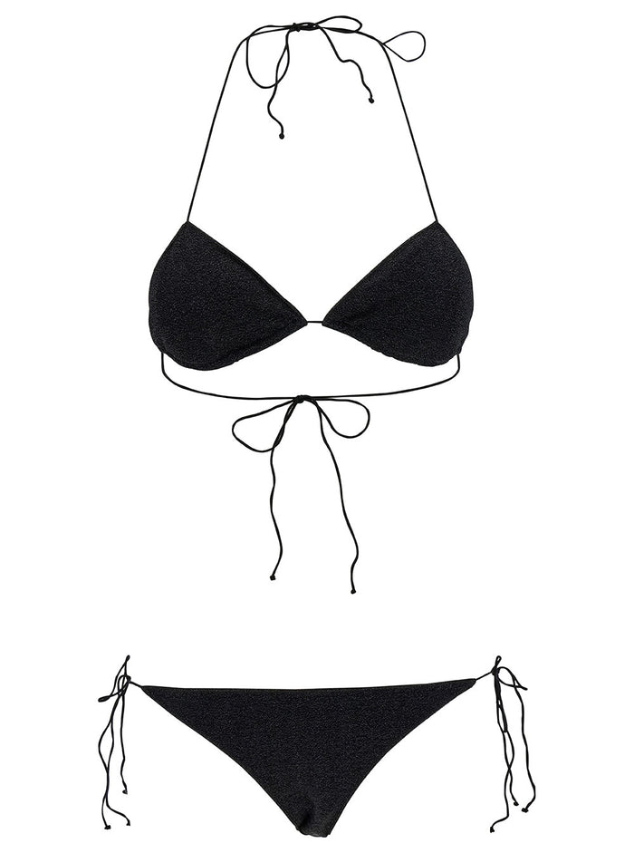 Lumière Black Bikini With Adjustable Straps Polyamide Blend Woman Metallic Beachwear
