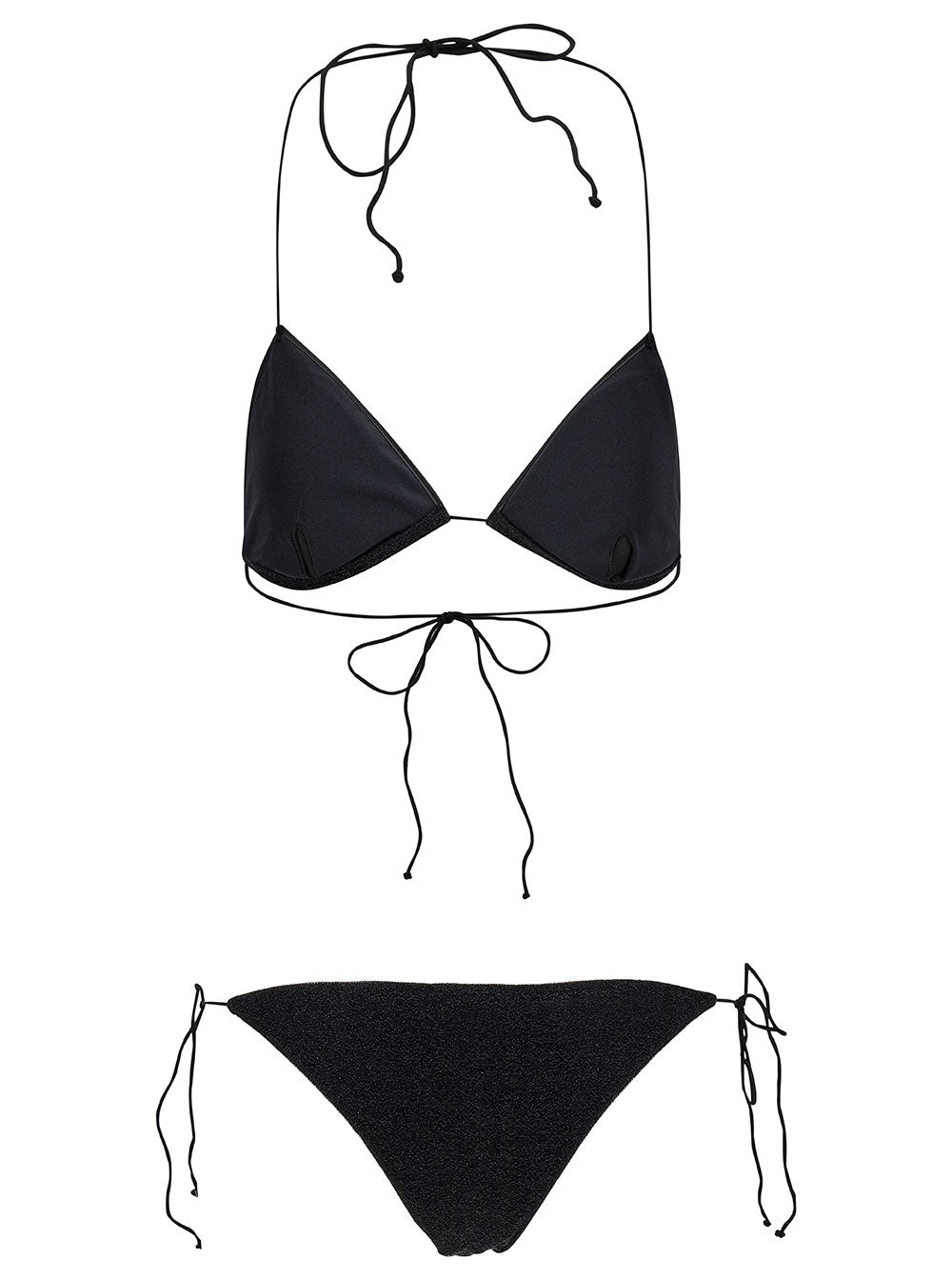 Lumière Black Bikini With Adjustable Straps Polyamide Blend Woman Metallic Beachwear