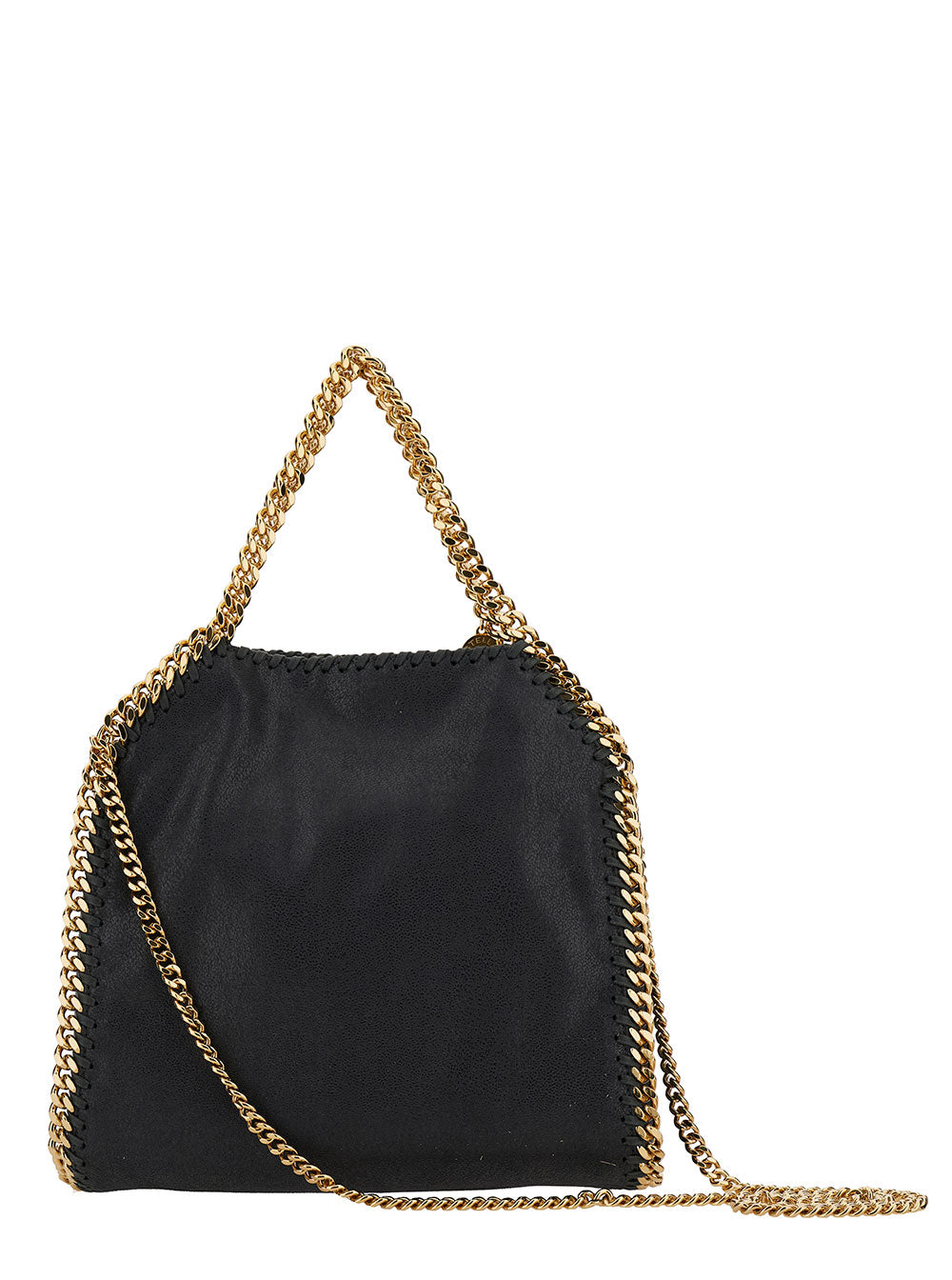 3chain Mini Black Tote Bag With Logo Engraved On Charm Faux Leather Woman Polyester Crossbody