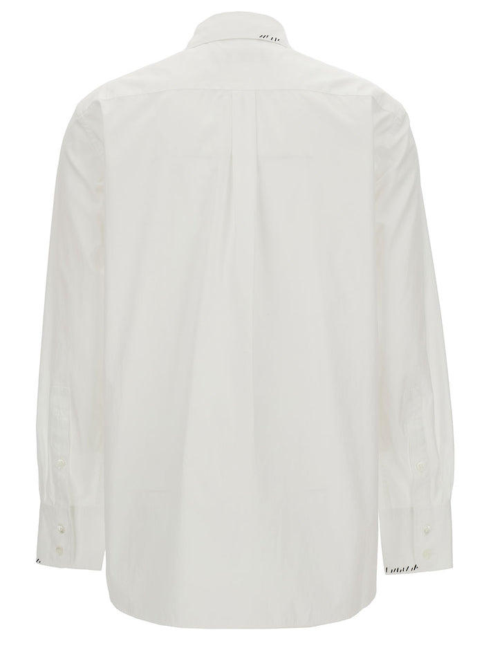 Oversized White Shirt With Contrasting Logo Print Cotton Woman Woven And Blouses
