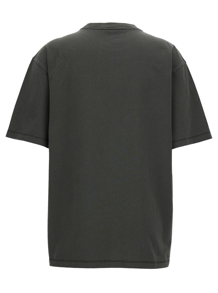 Black Crewneck T-Shirt With Lamb And Logo Print Recycled Cotton Woman Tshirts Polo Shirts