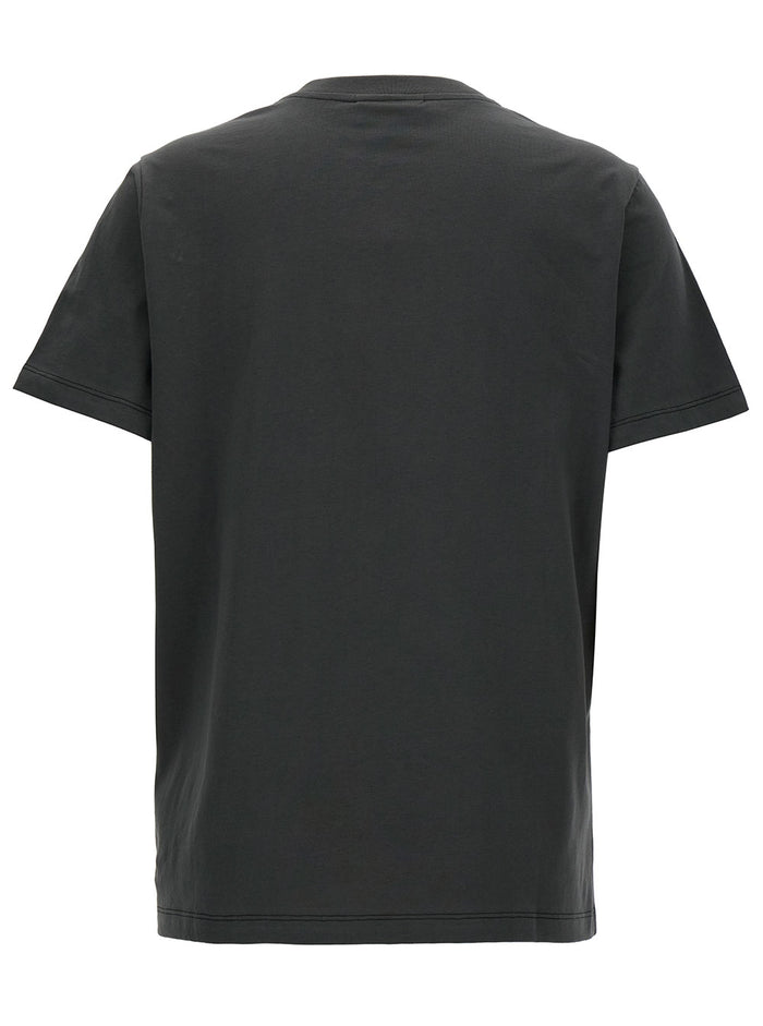 Black Crewneck T-Shirt With Heart And Logo Print Cotton Woman Organic Tshirts Polo Shirts