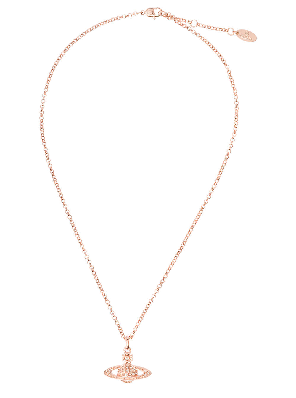 Mini Bas Relief Pink-Gold Necklace With Orb Pendant Brass Woman Metallic Necklaces