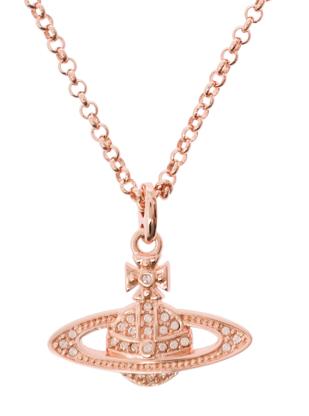 Mini Bas Relief Pink-Gold Necklace With Orb Pendant Brass Woman Metallic Necklaces