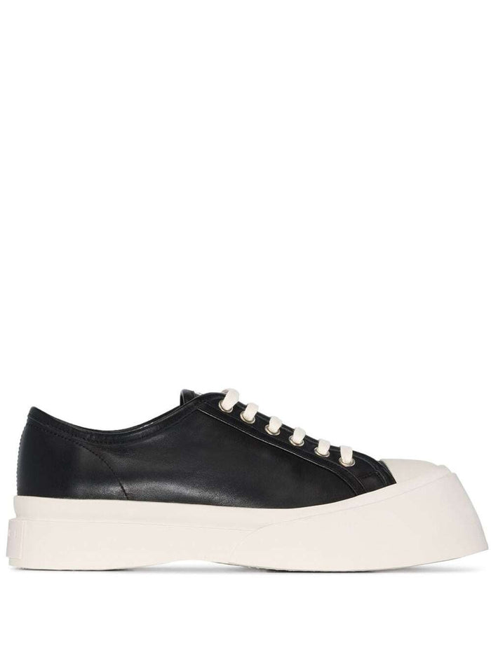 Black Sneakers With Oversized Platform Leather Woman Calf