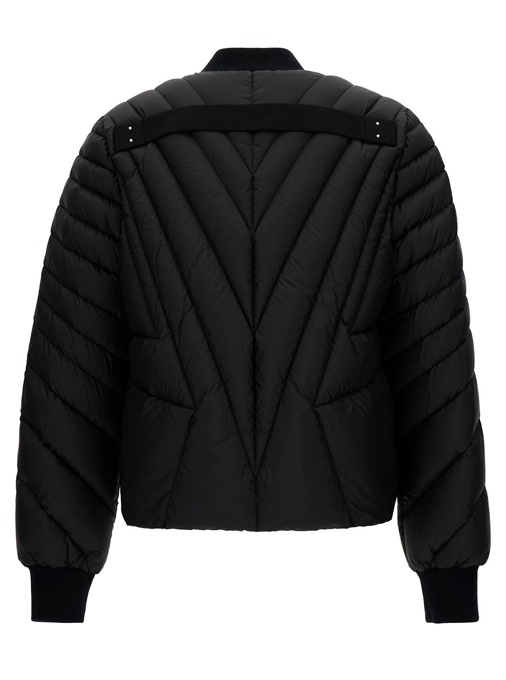 Radiance Convertible Black Jacket With Stitching And Rick Owens X Moncler Logo Patch Lightweight Duvet Man Polyamide Blazers