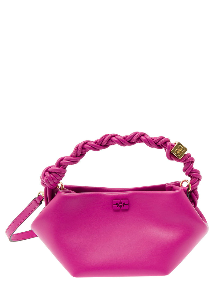 Bou Fuchsia Shoulder Bag With Knotted Handle Leather Woman Pink Recycled Pu Polyester