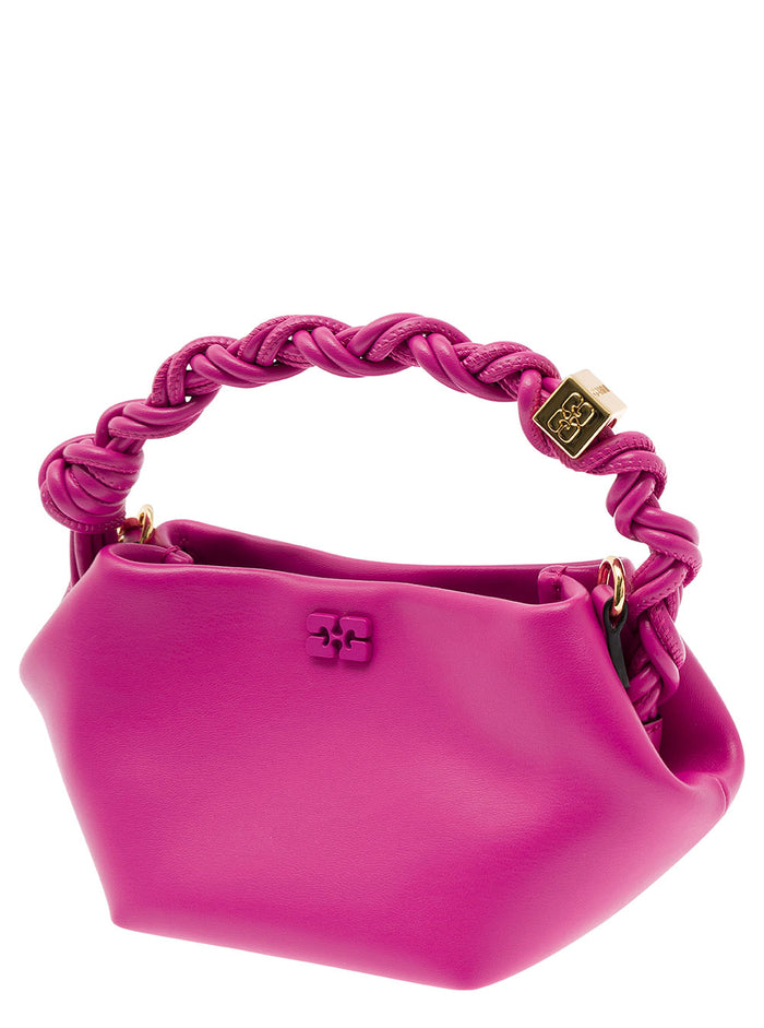 Bou Fuchsia Shoulder Bag With Knotted Handle Leather Woman Pink Recycled Pu Polyester