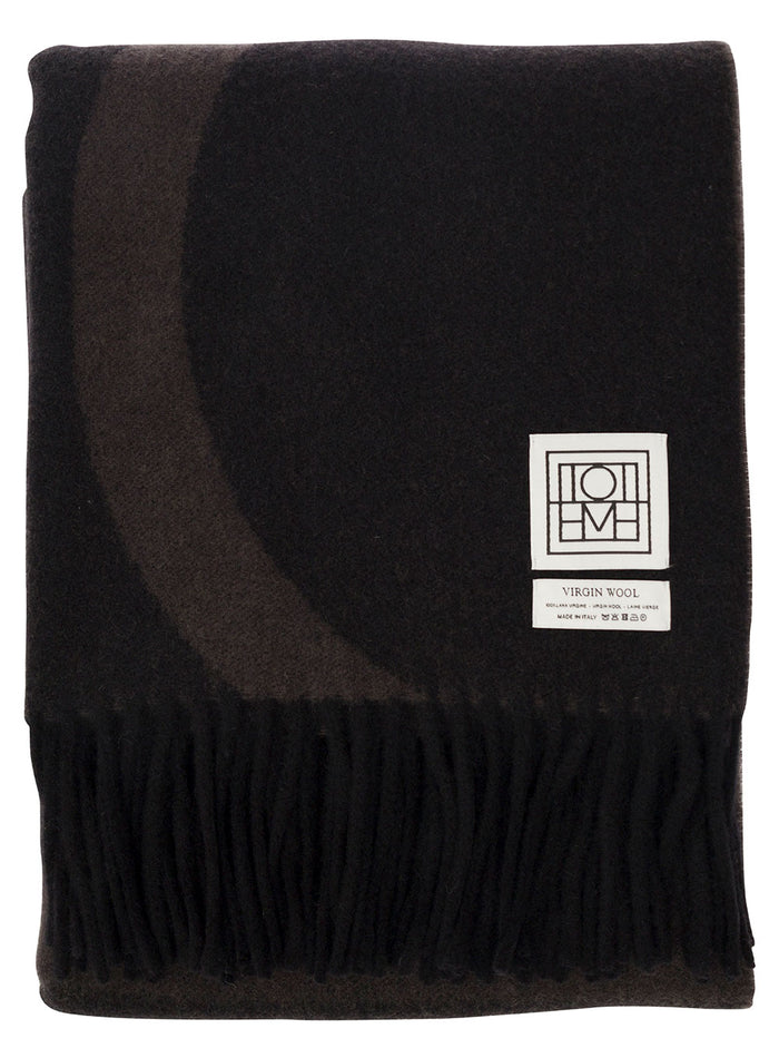Brown Scarf With Jacquard Logo Wool Woman Grey Rws Scarfs And Foulards