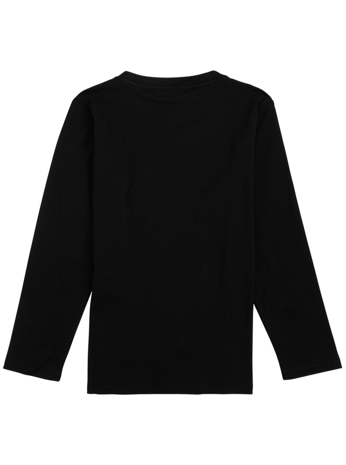 Long-Sleeved Cotton T-Shirt With Logo Print Black Jersey