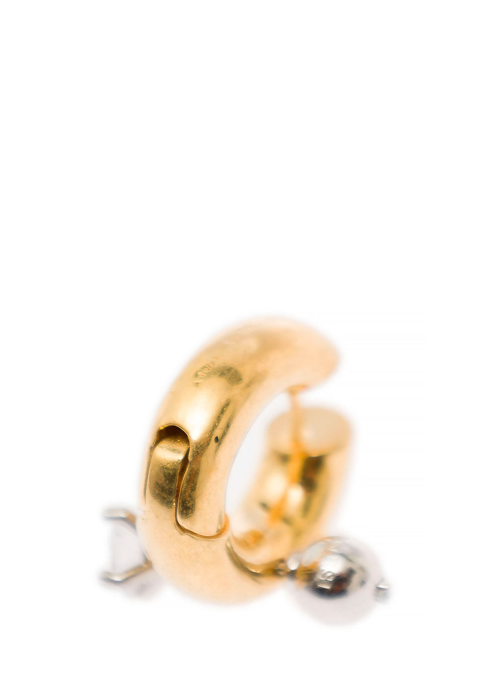 Gold Tone Hoops Earrings With Zircons Plated Brass Woman Metallic 18k Zircon