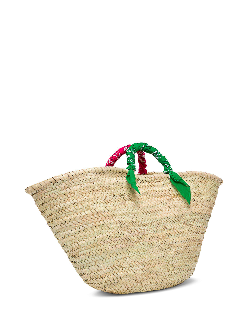 Gaudenzi Womans Straw Handbag With Rubber Logo And Bandana Printed Handles Beige Tote Bags