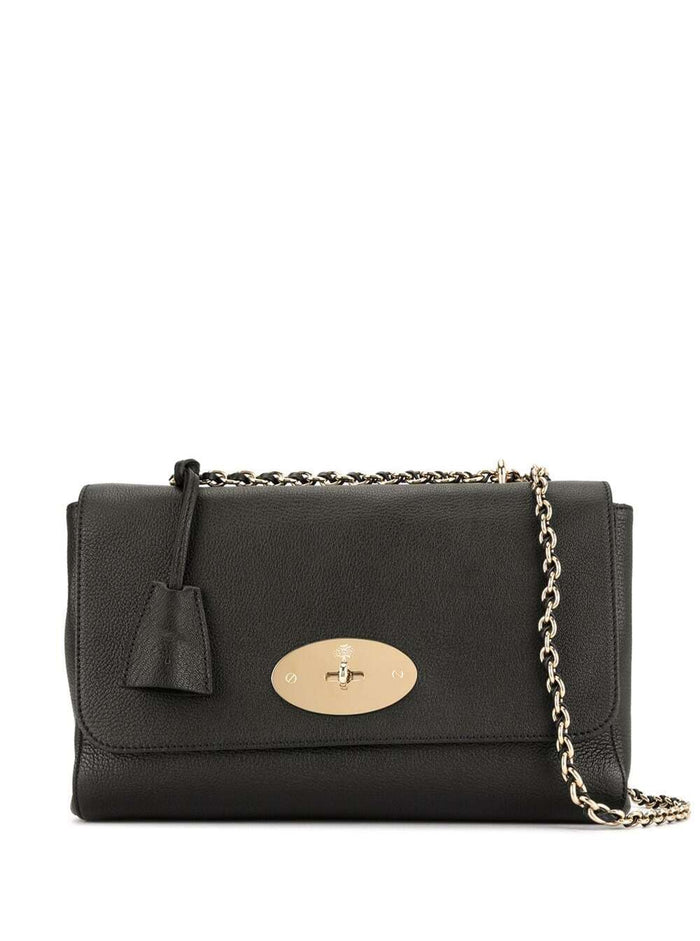 Lily Medium Black Crossbody Bag With Sliding Chain Leather Woman Goat