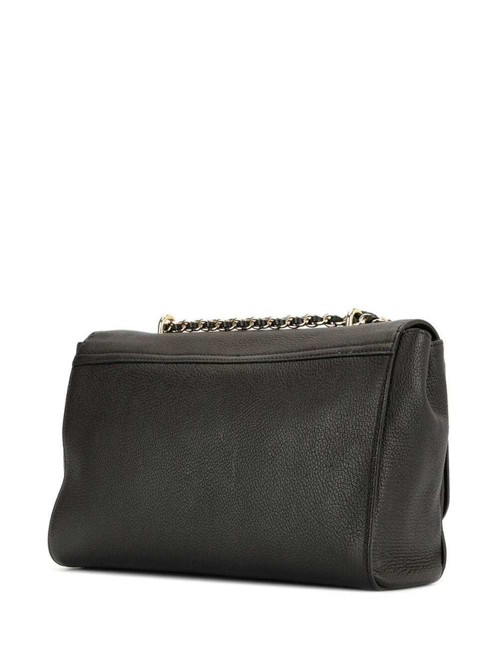 Lily Medium Black Crossbody Bag With Sliding Chain Leather Woman Goat