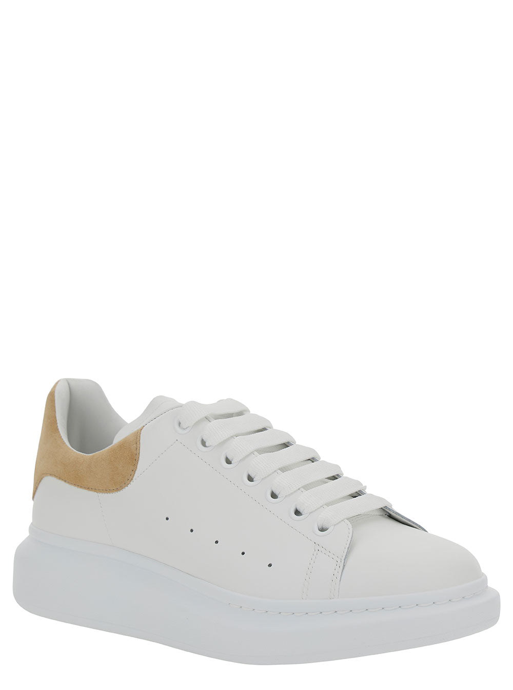 White Low-Top Sneakers With Chunky Sole And Contrasting Heel Tab Leather Man Calf