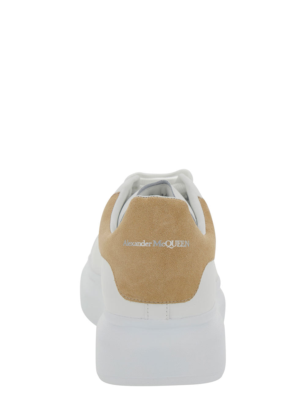 White Low-Top Sneakers With Chunky Sole And Contrasting Heel Tab Leather Man Calf