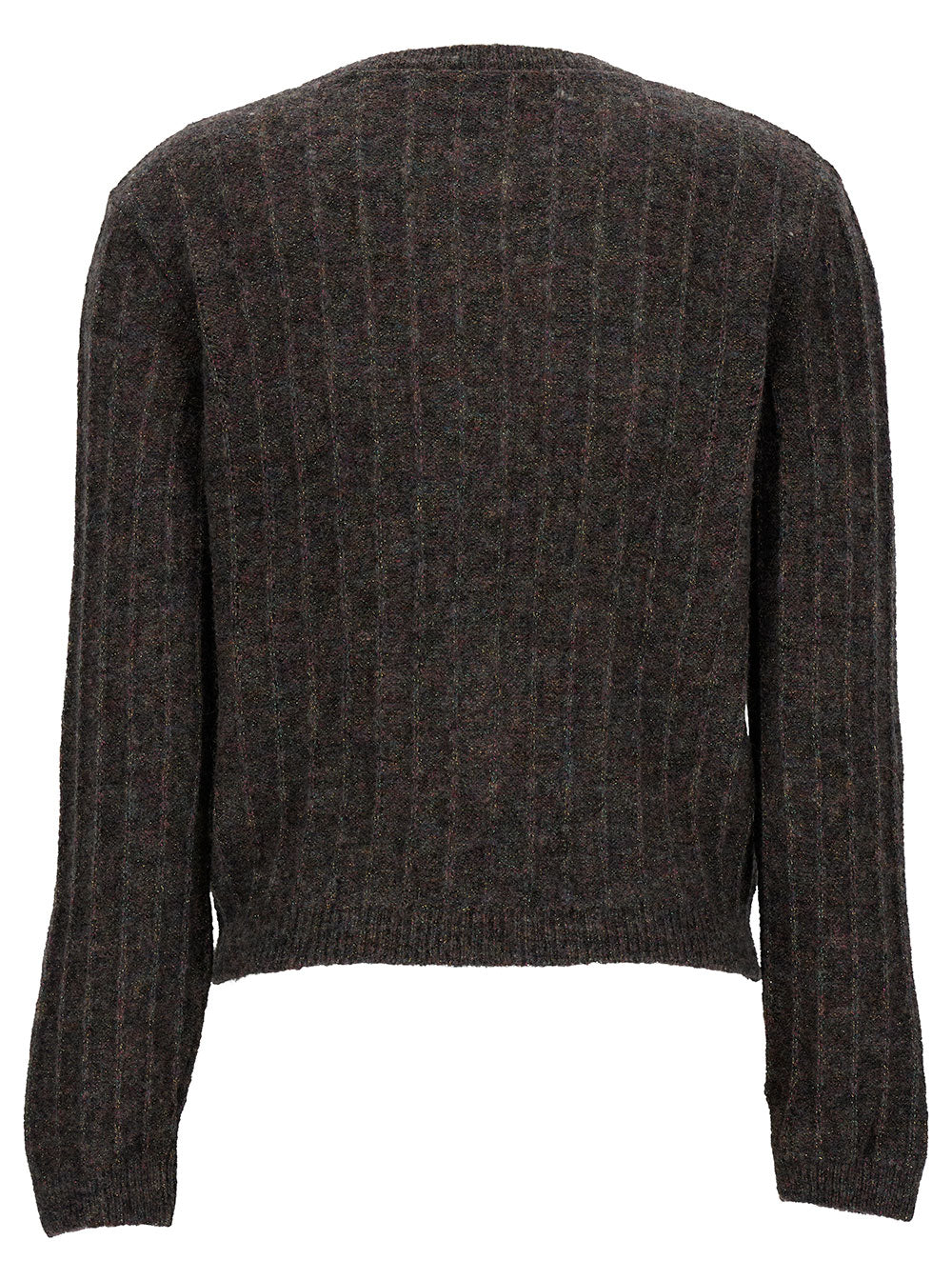 Milena Grey Cardigan With Mother-Of-Pearls Buttons Alpaca And Wool Woman Jersey