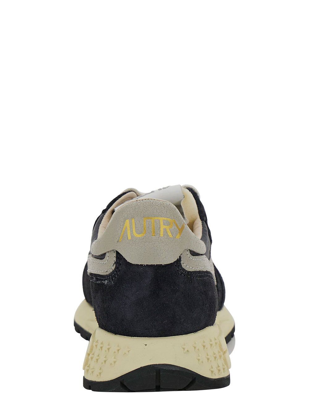 Reelwind Black And Grey Low Top Sneakers With Logo Patch Leather Suede Woman Textile Cow