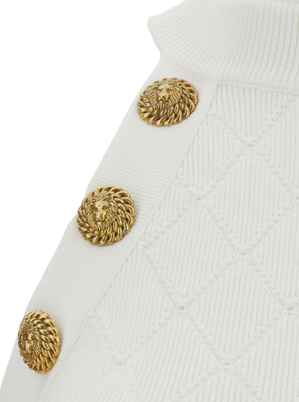 White Sleeveless Crop Top With Jewel Buttons Viscose Blend Woman Polyester