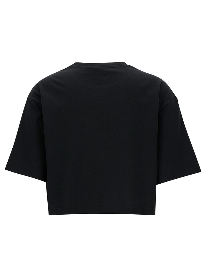 Balmain Laminated Cropped T-Shirt Black Organic Cotton Tshirts And Polo Shirts