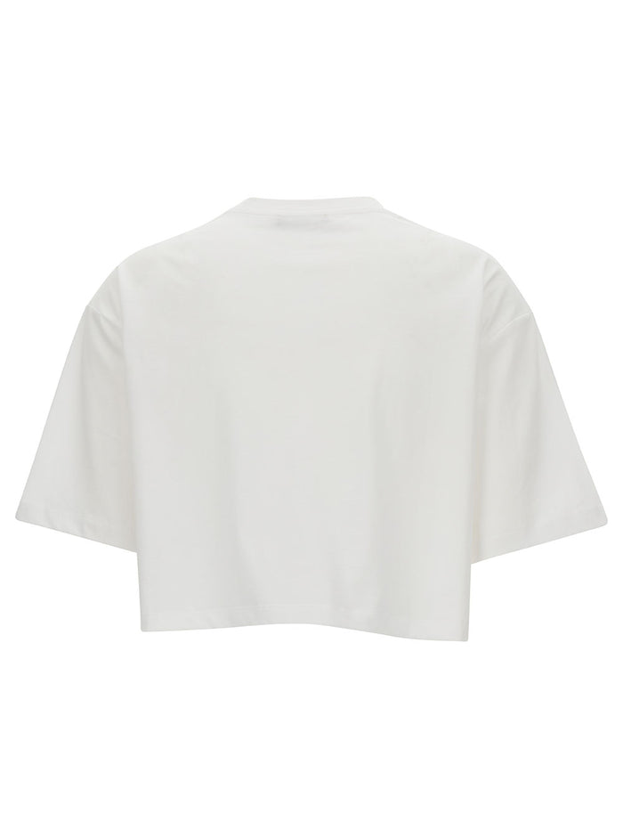 Balmain Laminated Cropped T-Shirt White Organic Cotton Tshirts And Polo Shirts
