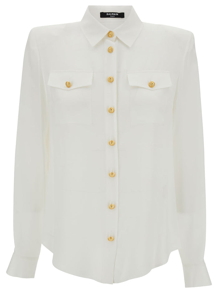 2 Pkts Crepe De Chine Buttoned Shirt White Silk And Blouses