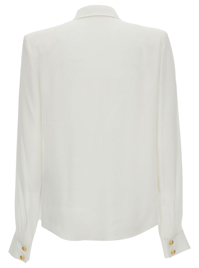 2 Pkts Crepe De Chine Buttoned Shirt White Silk And Blouses
