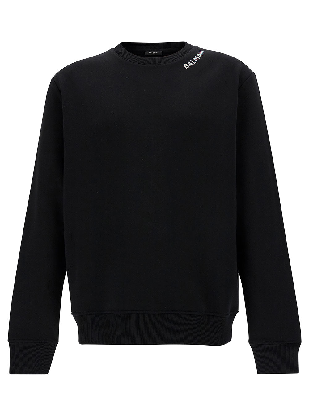 Black Crewneck Sweatshirt With Contrasting Logo Lettering Cotton Man Sweatshirts