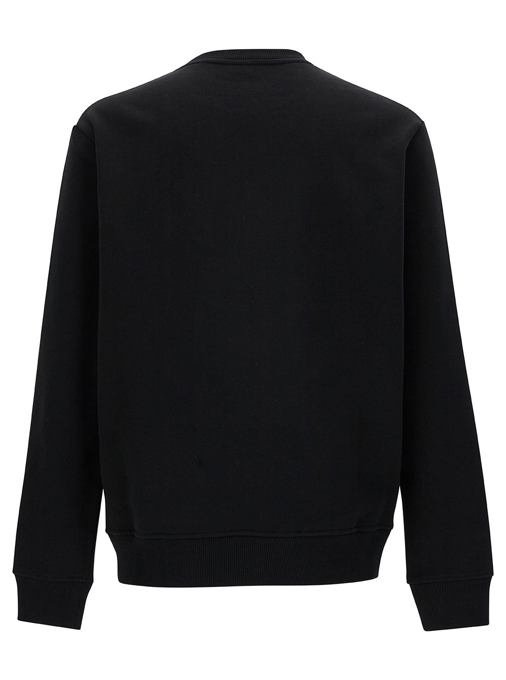 Black Crewneck Sweatshirt With Contrasting Logo Lettering Cotton Man Sweatshirts