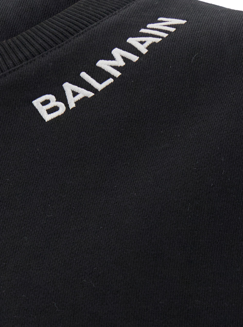 Black Crewneck Sweatshirt With Contrasting Logo Lettering Cotton Man Sweatshirts