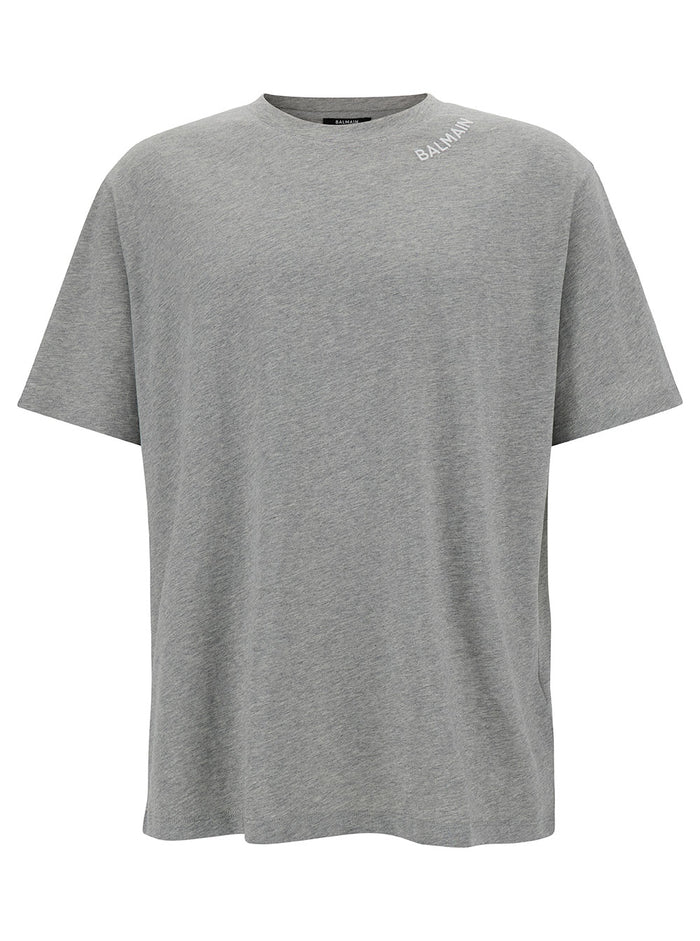 Grey Crewneck Sweatshirt With Contrasting Logo Lettering Cotton Man Sweatshirts