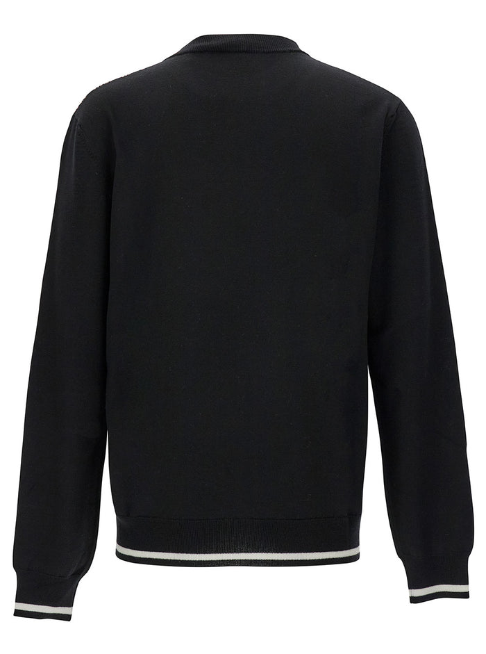 Black Sweater With Mini Monogram Wool Man Jersey