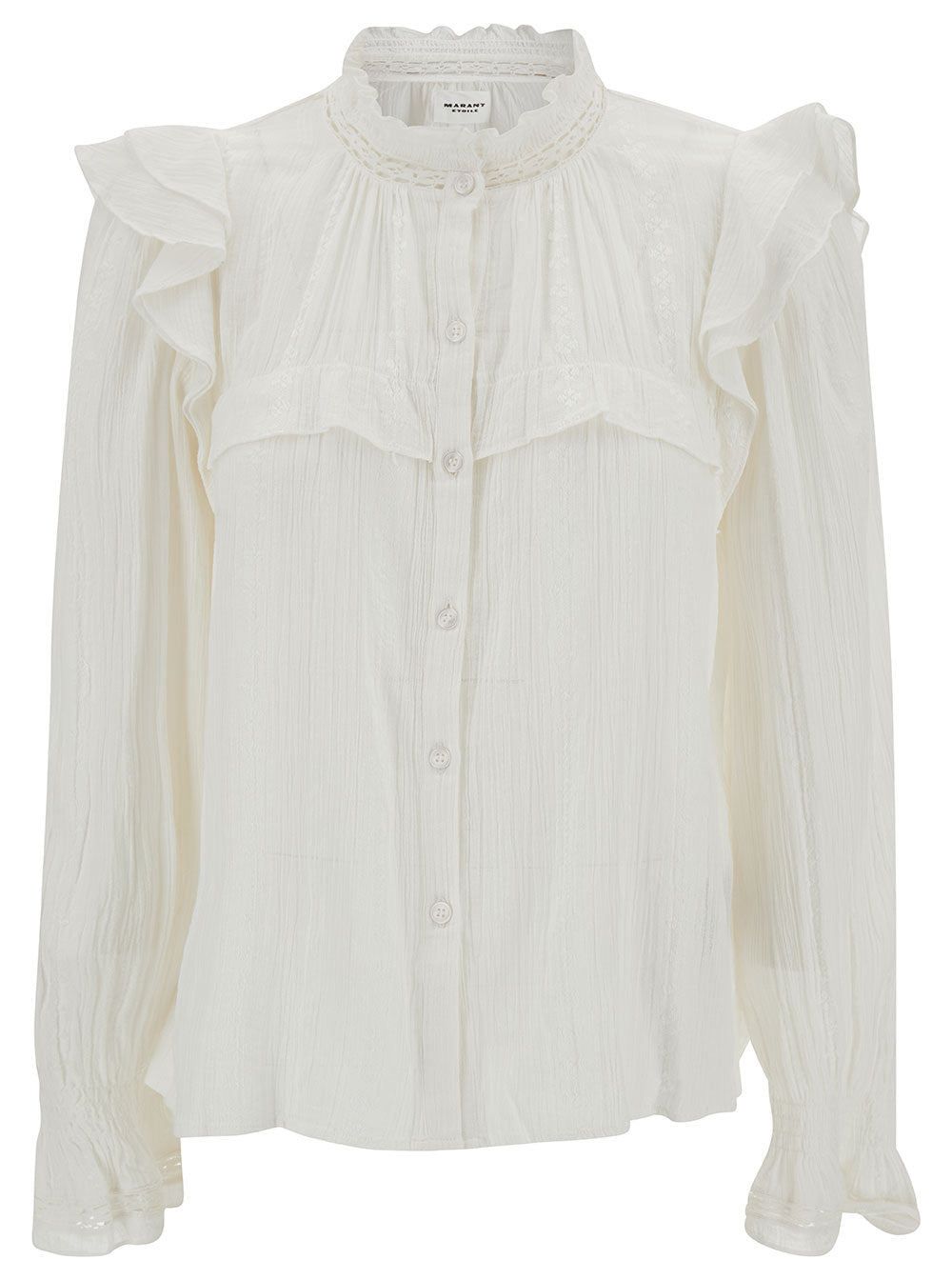 Jatedy White Shirt With Volant Cotton Blend Woman Viscose And Blouses