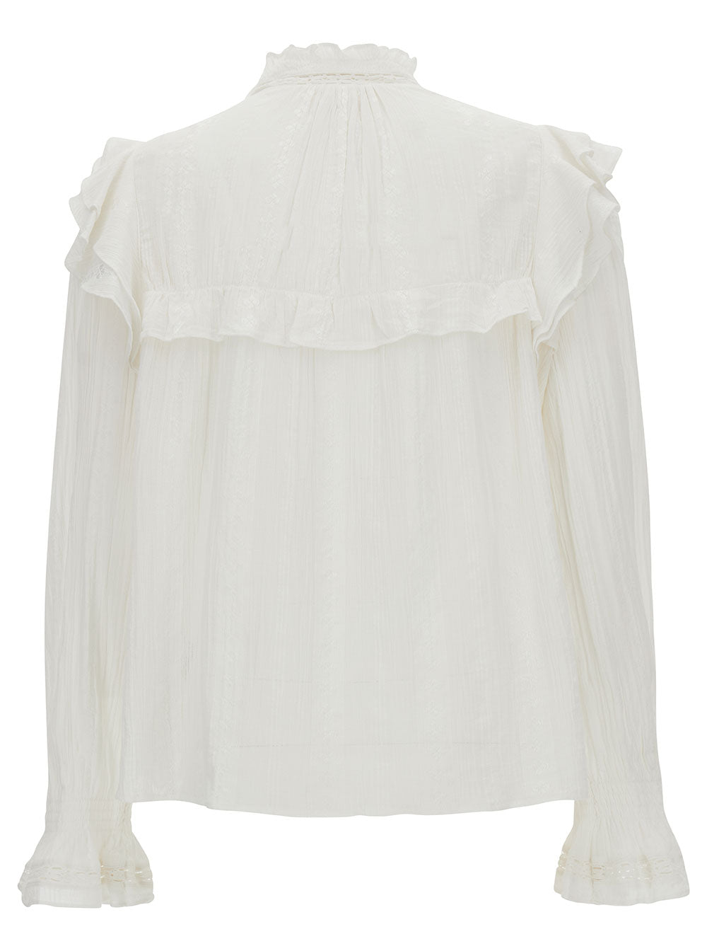 Jatedy White Shirt With Volant Cotton Blend Woman Viscose And Blouses