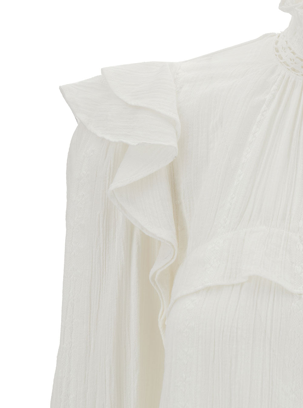 Jatedy White Shirt With Volant Cotton Blend Woman Viscose And Blouses
