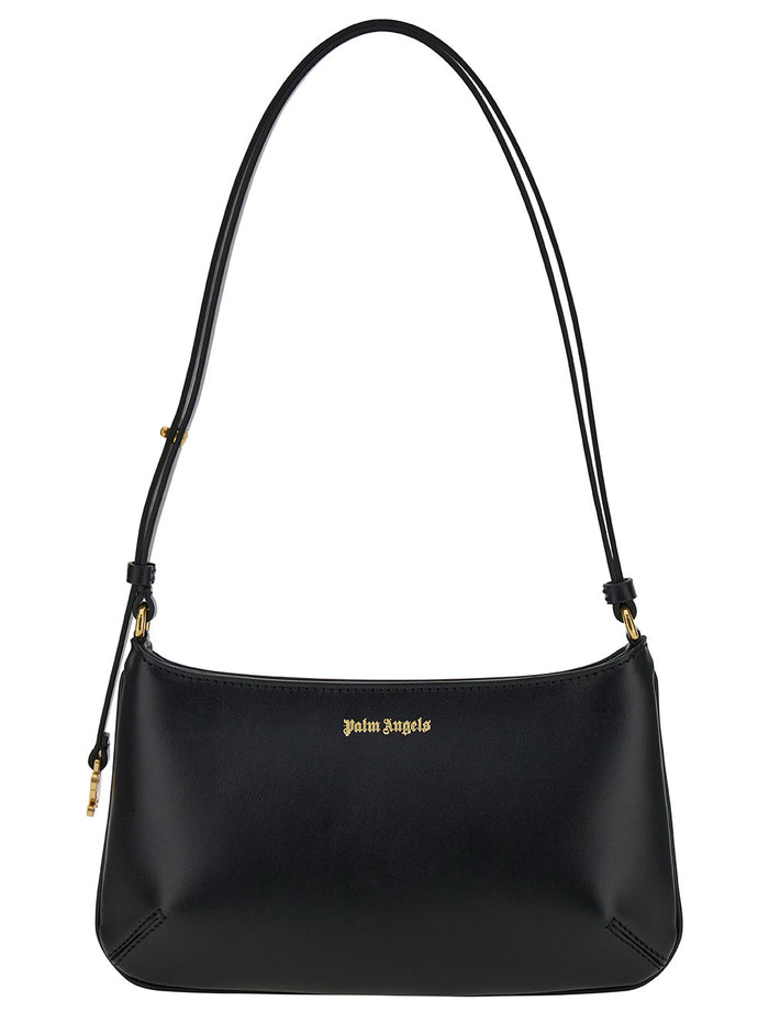 Lategram Black Shoulder Bag With Laminated Logo Detail Leather Woman