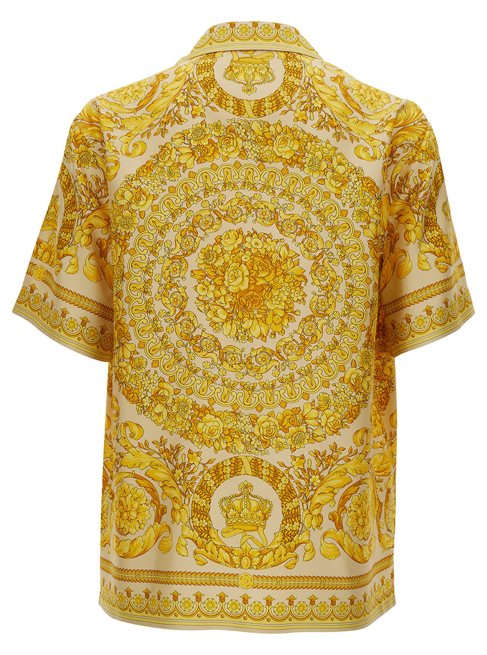 Silk Barocco Champagne Print Bowling Yellow Shirts And Blouses