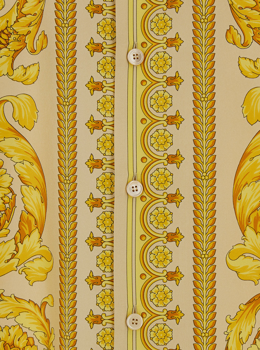 Silk Barocco Champagne Print Bowling Yellow Shirts And Blouses