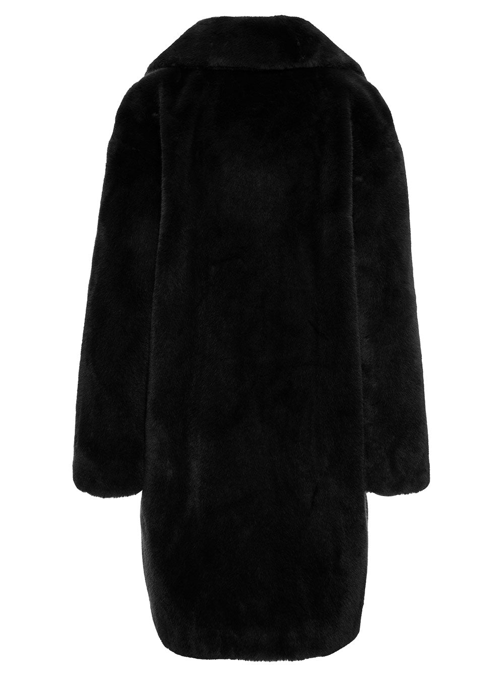 Camille Synthetic Fabric Long Coat Black Polyester