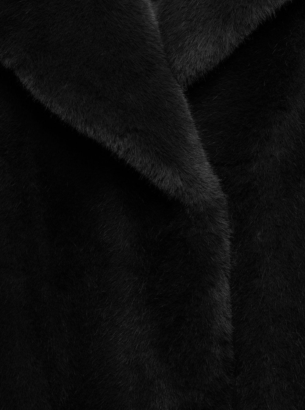 Camille Synthetic Fabric Long Coat Black Polyester